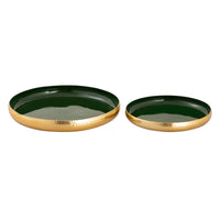 Nelson Tray - Set of 2 Dark Green Enamel