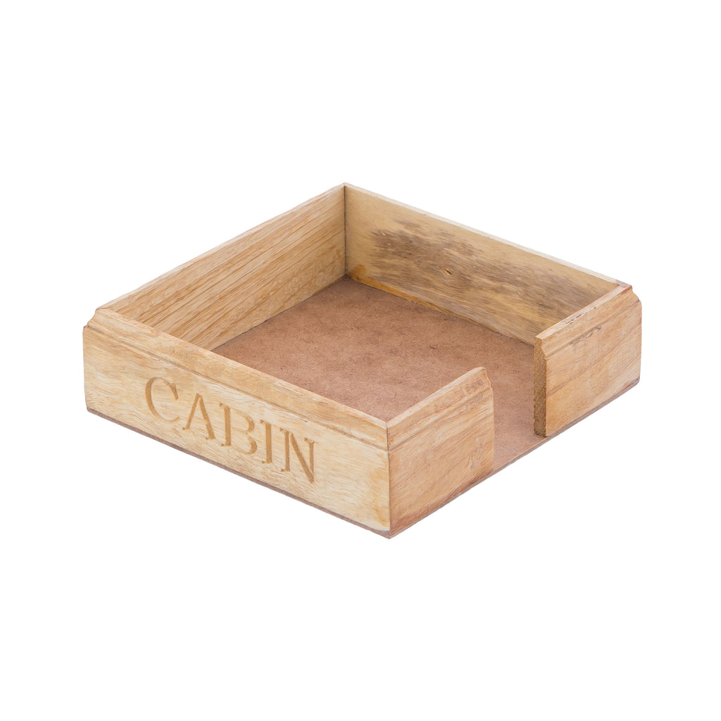 Cabin - Carved Paper Napkin Holder in Mango Wood