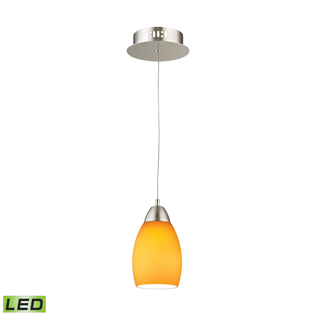 Buro Single Led Pendant Complete with Yellow Glass Shade and Holder