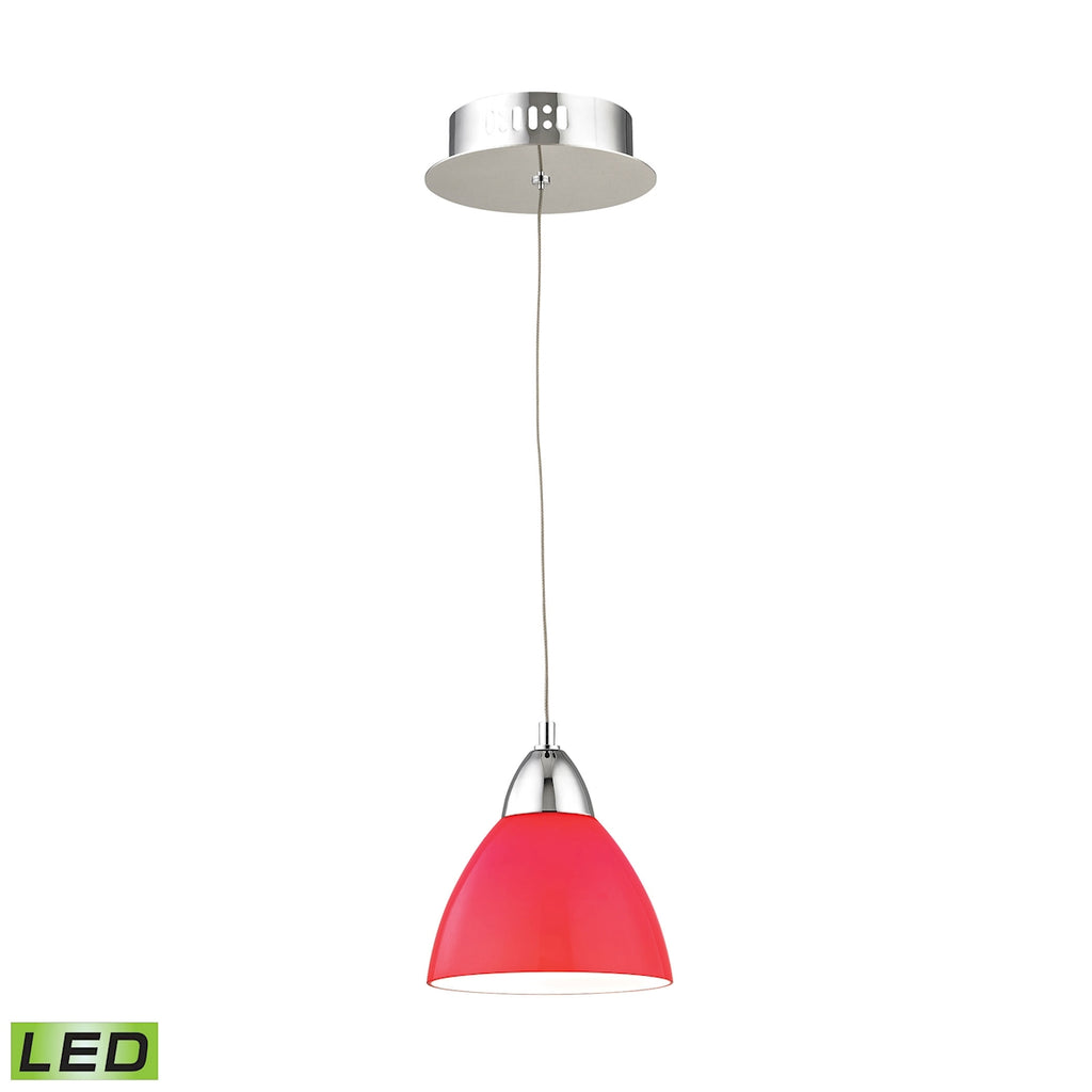 Piatto Single Led Pendant Complete with Red Glass Shade and Holder