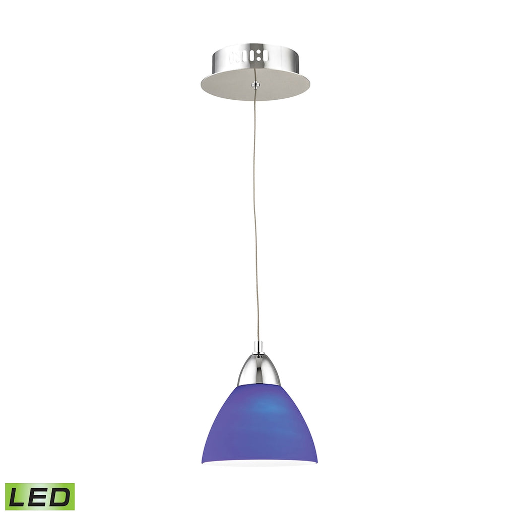 Piatto Single Led Pendant Complete with Blue Glass Shade and Holder