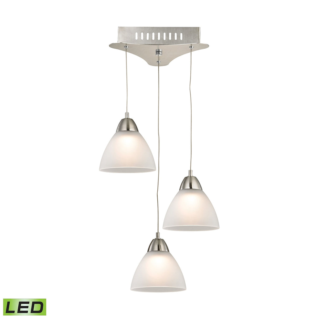 Piatto Triple Led Pendant Complete with White Glass Shade and Holder