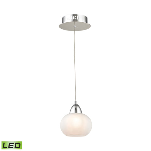 Ciotola Single Led Pendant Complete with White Glass Shade and Holder