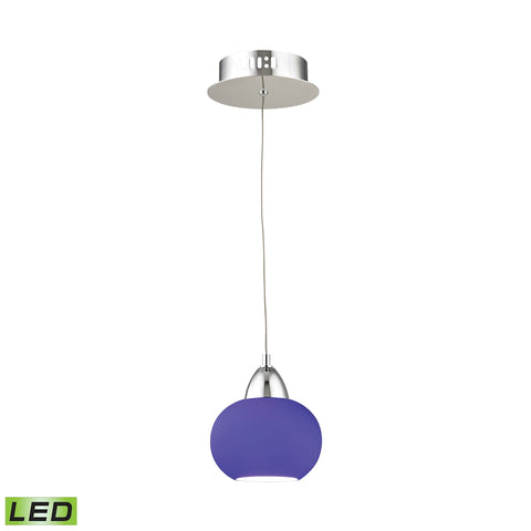 Ciotola Single Led Pendant Complete with Blue Glass Shade and Holder