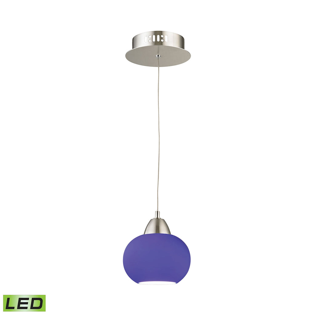 Ciotola Single Led Pendant Complete with Blue Glass Shade and Holder