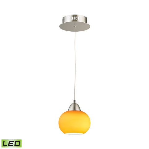 Ciotola Single Led Pendant Complete with Yellow Glass Shade and Holder