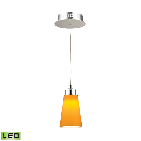 Coppa Single Led Pendant Complete with Yellow Glass Shade and Holder
