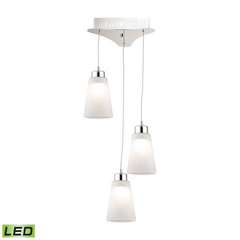 Coppa Triple Led Pendant Complete with White Glass Shade and Holder