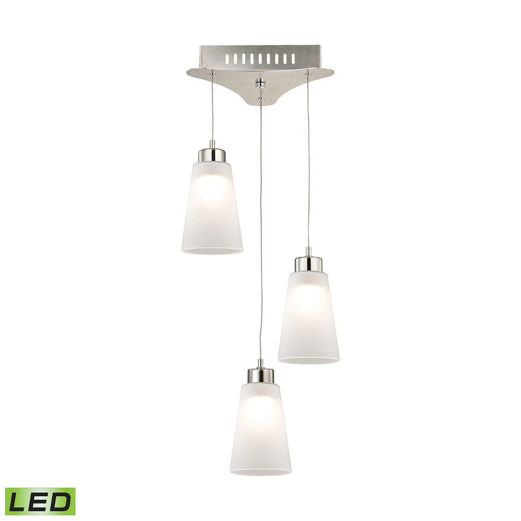 Coppa Triple Led Pendant Complete with White Glass Shade and Holder
