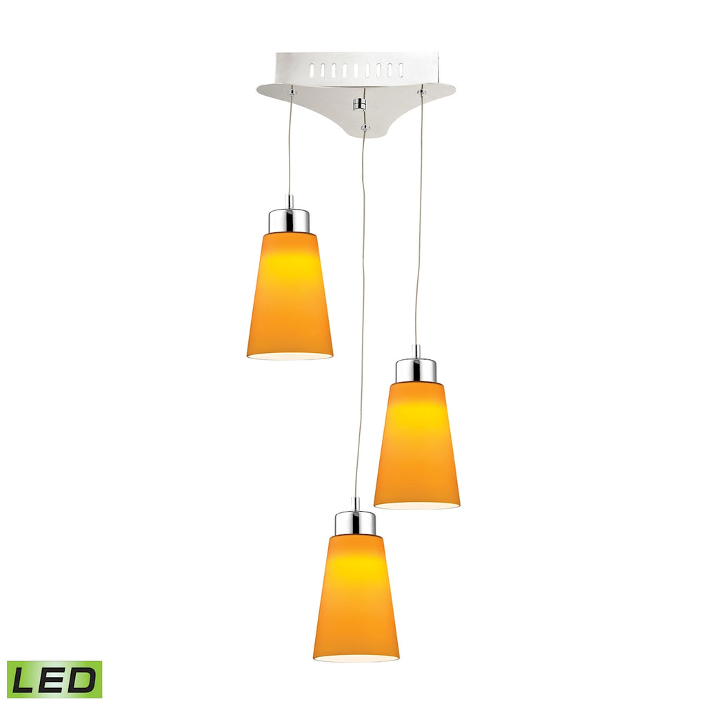 Coppa Triple Led Pendant Complete with Yellow Glass Shade and Holder