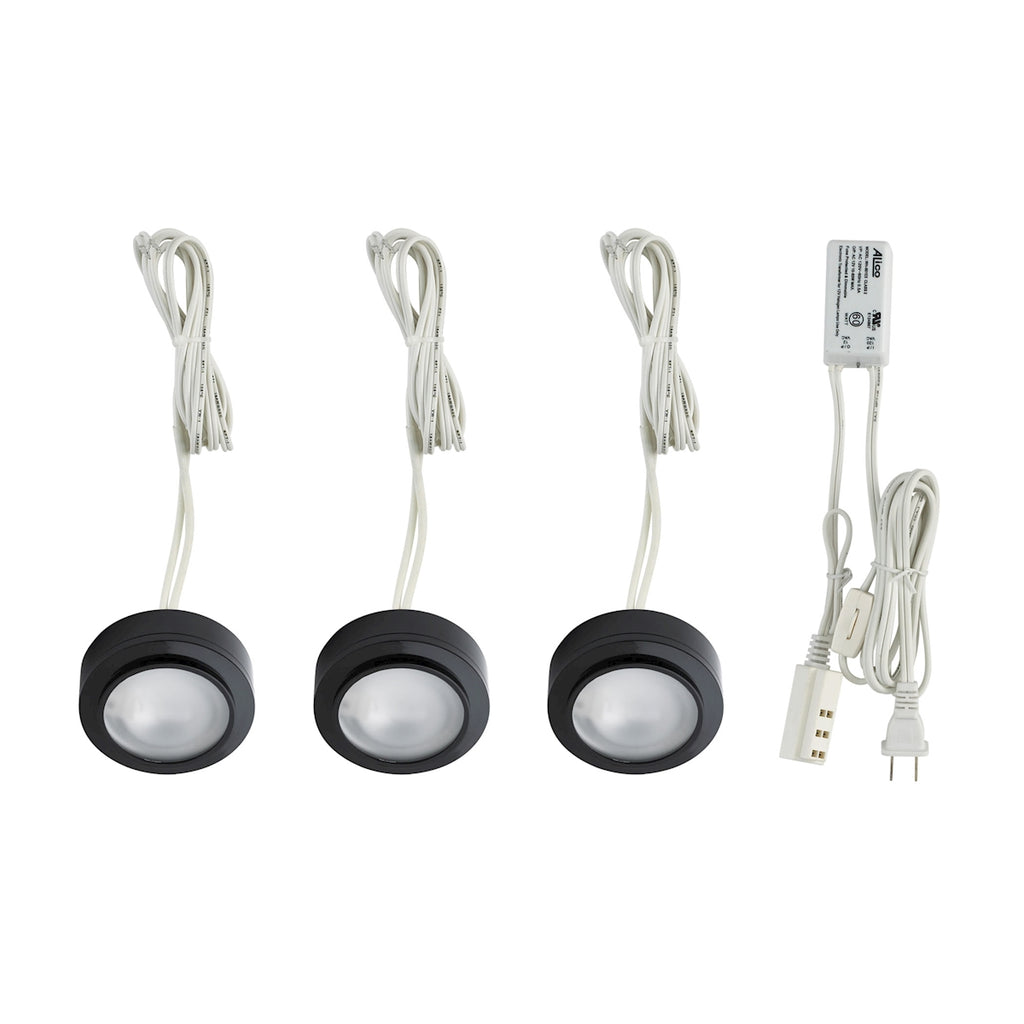 Zee-Puk 3-light Kit w/xenon lamps, transf w/cord and plug. Frosted lens/Black.