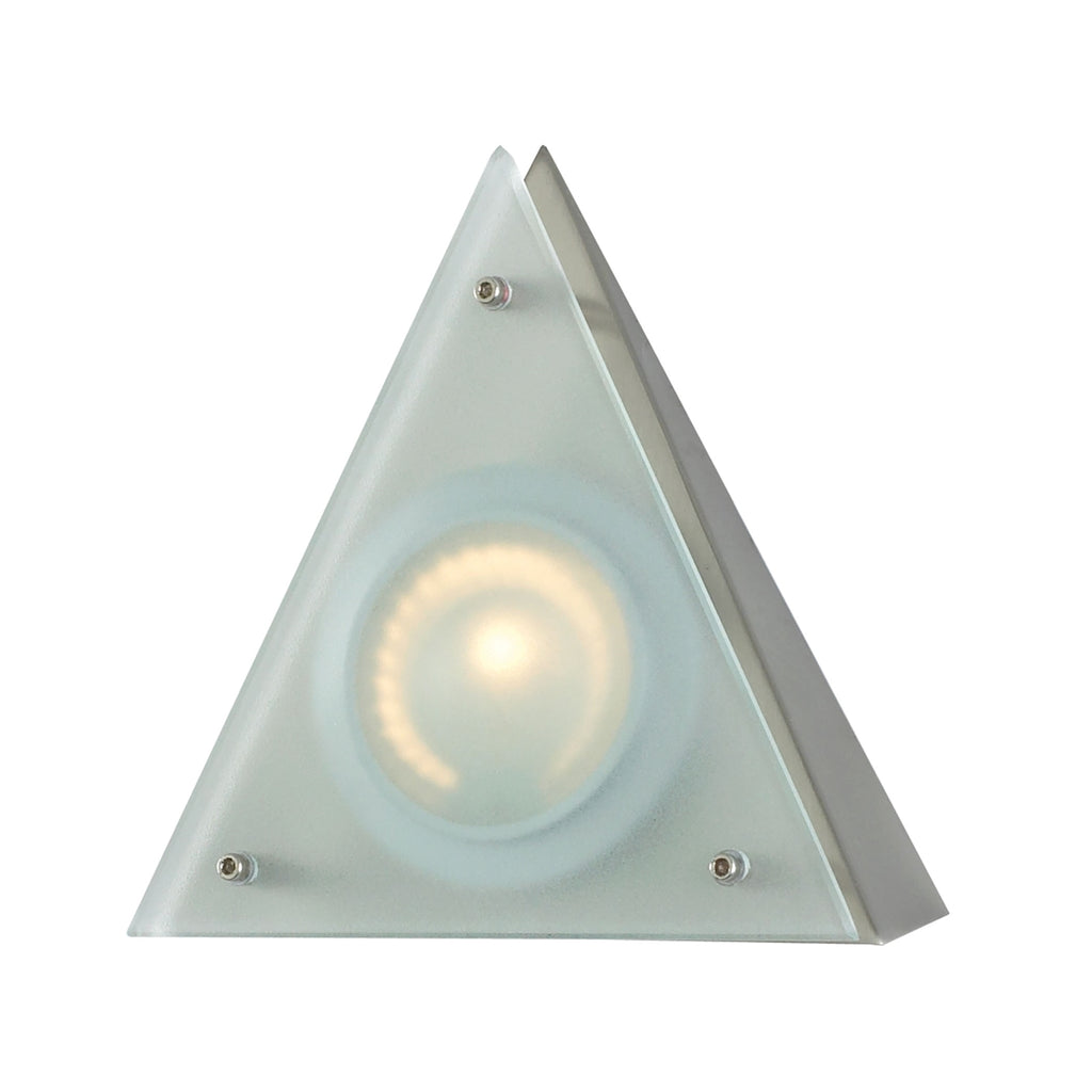 Zee-Puk Wedge w/lamp. Frosted lens / Stainless Steel finish/Triangle Shade