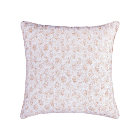 Taj Paisley Cream and Red 20x20 Hand-Printed Reversible Pillow in 100% Linen
