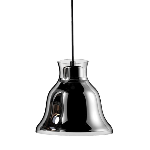 Bolero 1-Light Mini Pendant in Chrome with Bell-shaped Glass and Interior Metal Shade