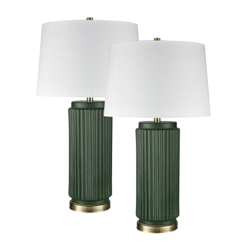 Knox 30'' High 1-Light Table Lamp - Set of 2 Dark Green