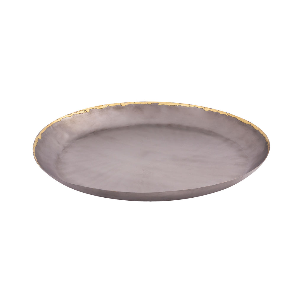 Iron Charger Plate with Clear Powder-Coat and Brass on Rim