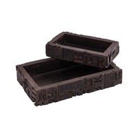 Carved Block Claded Trays (Set of 2)